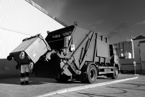 Commercial recycling collection vehicle at a Wandsworth business site