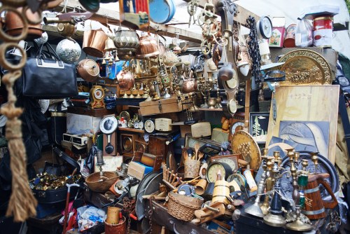 People sorting items for garage clearance